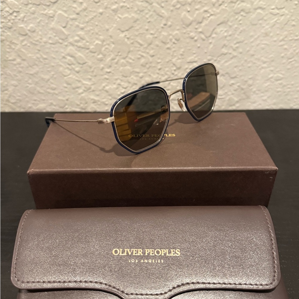 OLIVER PEOPLES ALLAND 50mm OV1233ST Blue Titanium Sunglasses Made In Japan